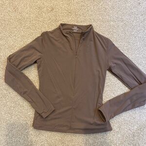 Skims Fits Everybody Half-Zip Long Sleeve, size L, Taupe